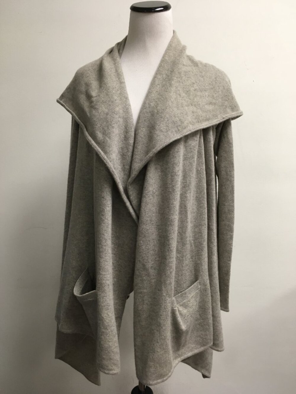 RALPH LAUREN gray hooded cashmere drape cardigan S